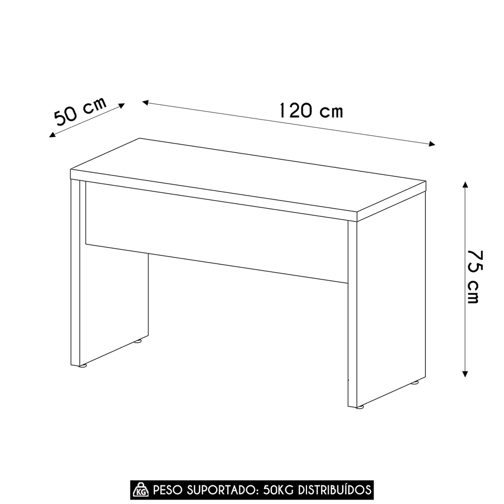 Mesa Para Escritório Home Office 120cm Cisne Olmo/Branco A06 -Mpozenato