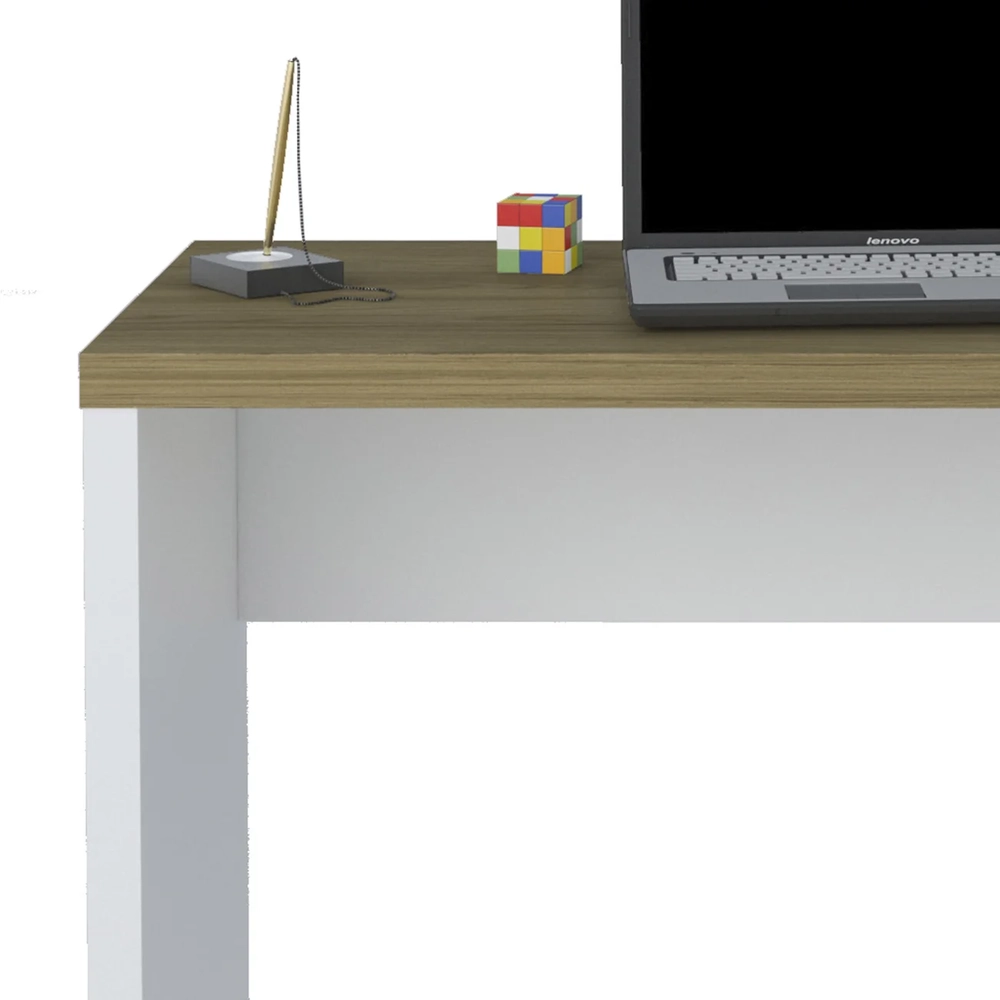 Mesa Para Escritório Home Office 120cm Cisne Olmo/Branco A06 -Mpozenato