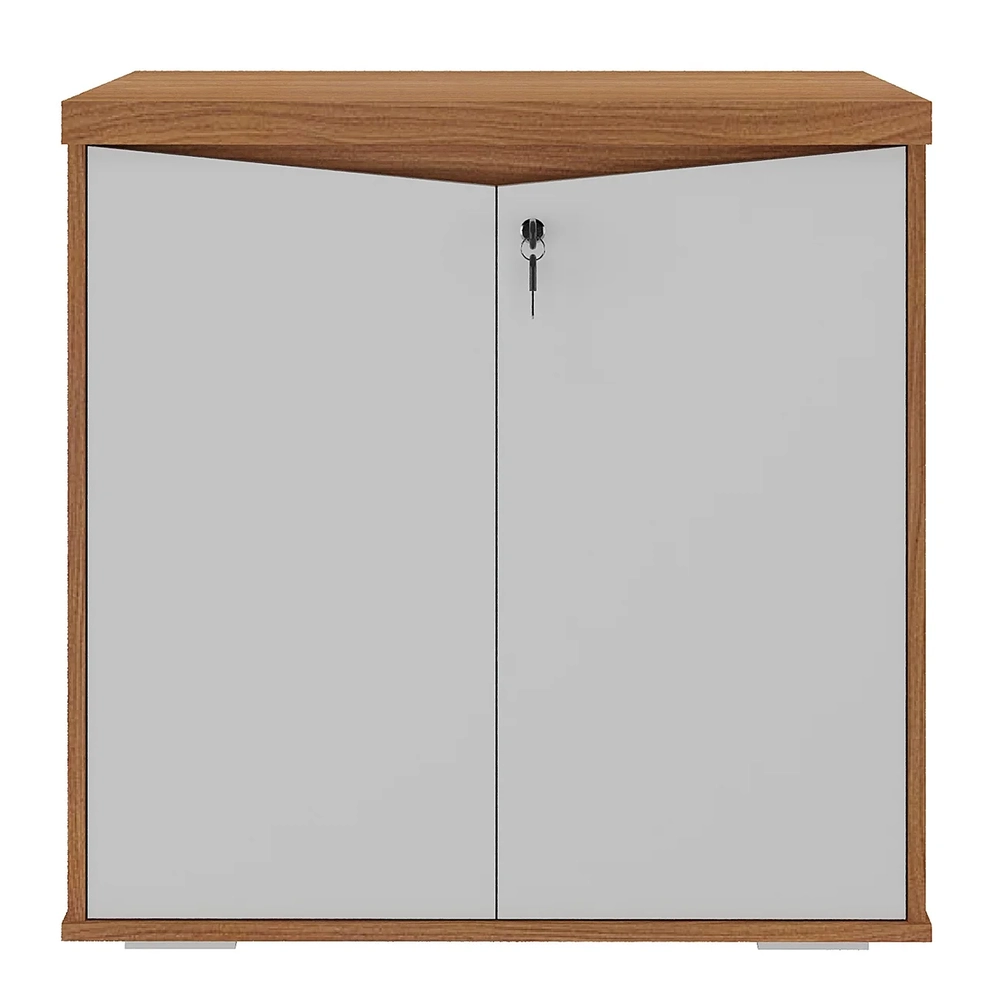 Balcão Para Escritório 74cm 2 Portas Rayly Freijó/Branco A06 - Mpozenato