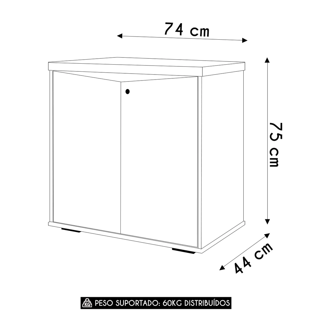 Balcão Para Escritório 74cm 2 Portas Rayly Nogal/Preto A06 - Mpozenato