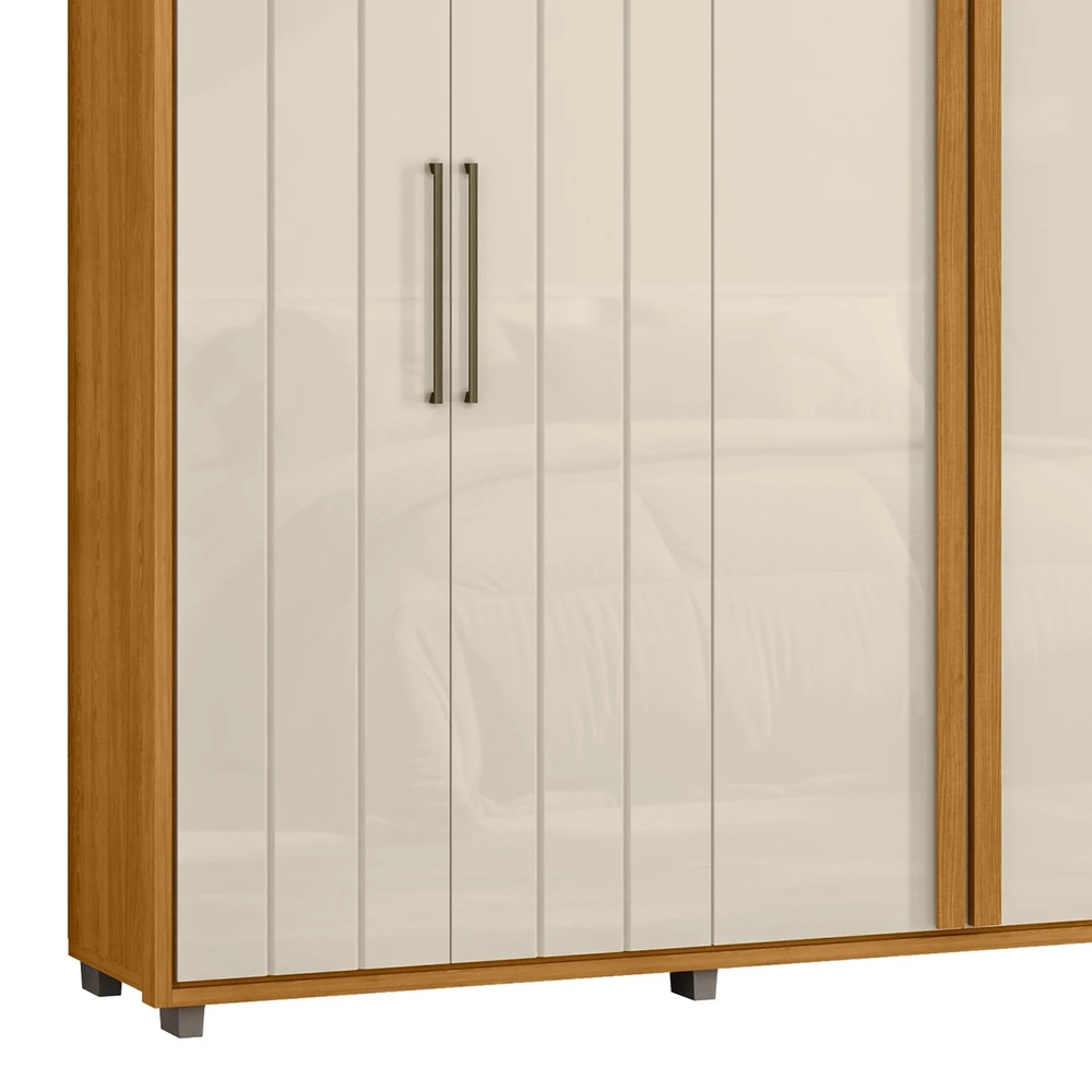 Guarda Roupa Casal 250cm Com 6 Portas Vibe Off/Cinamomo Z10 - Mpozenato