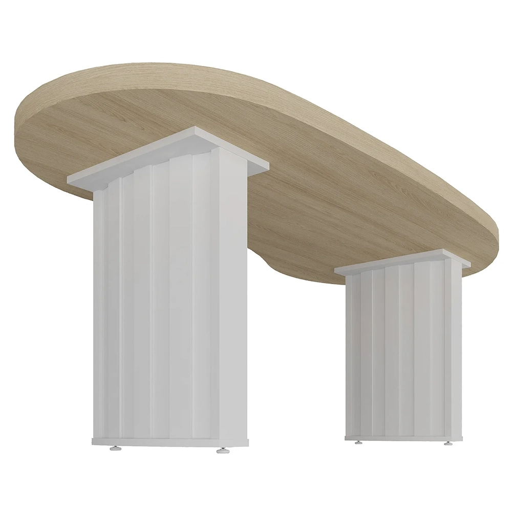 Mesa Para Escritório Reunião 200cm Vinny Carvalho/Branco A06 - Mpozenato