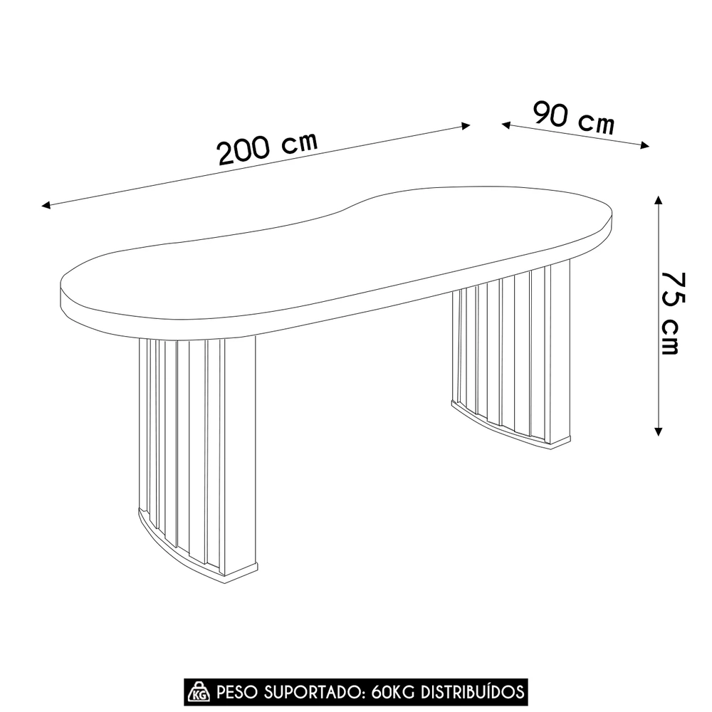 Mesa Para Escritório Reunião 200cm Vinny Carvalho/Branco A06 - Mpozenato