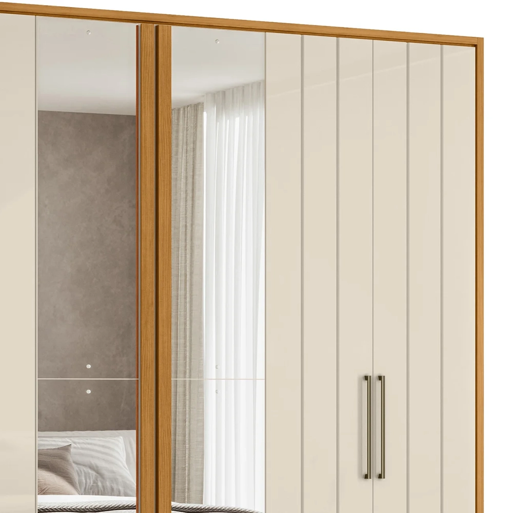 Guarda Roupa Casal 250cm Com Espelho Vibe Off/Cinamomo Z10  - Mpozenato