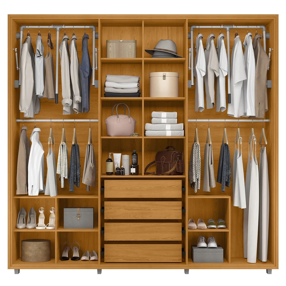 Guarda Roupa Casal 250cm Com 6 Portas Vibe Cinamomo Z10     - Mpozenato