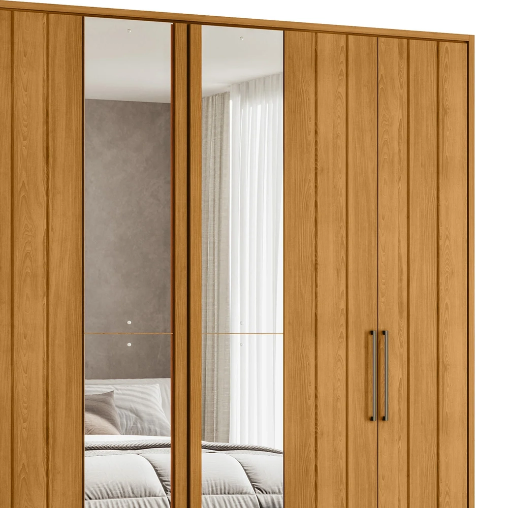 Guarda Roupa Casal 250cm Com Espelho Vibe Cinamomo Z10      - Mpozenato