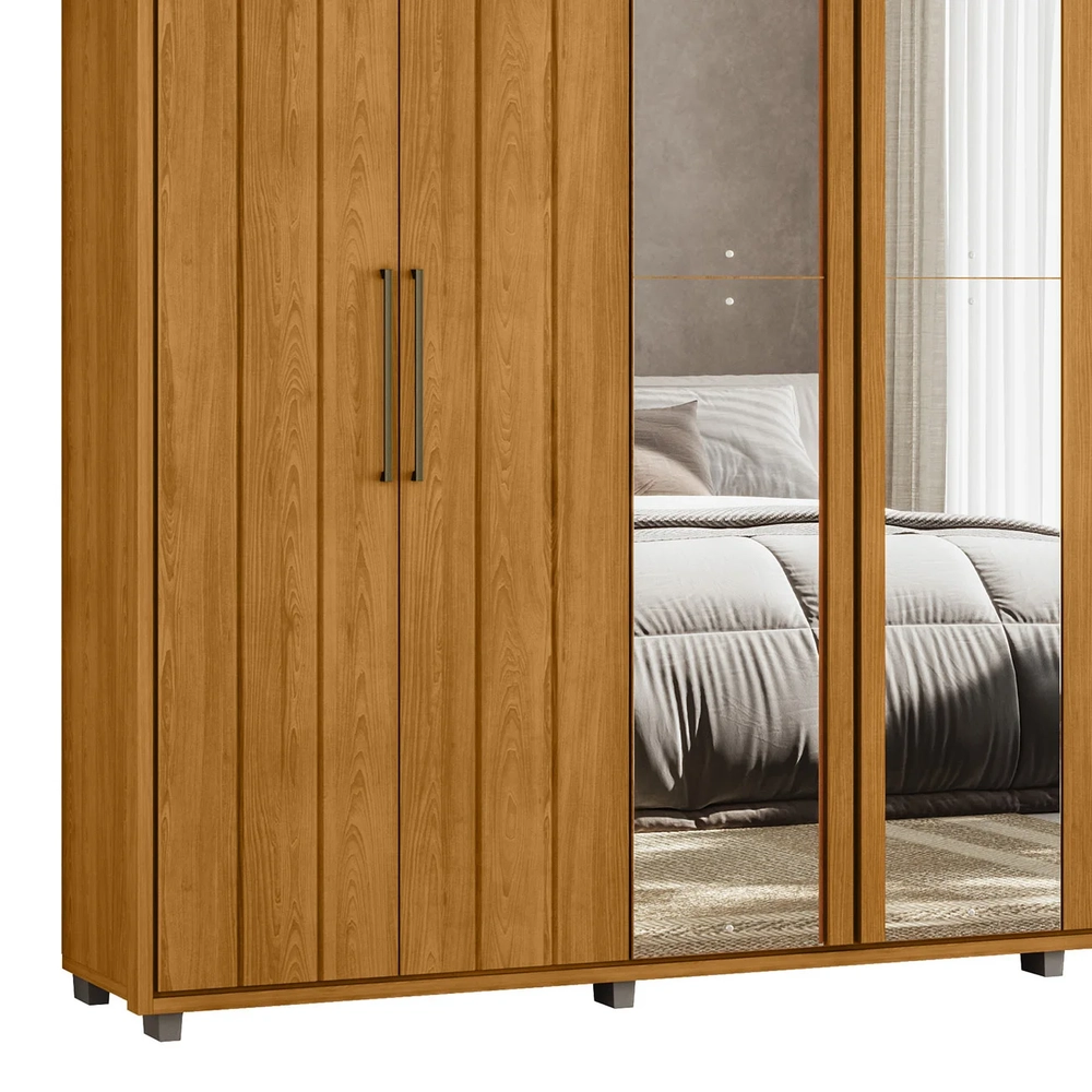 Guarda Roupa Casal 250cm Com Espelho Vibe Cinamomo Z10      - Mpozenato