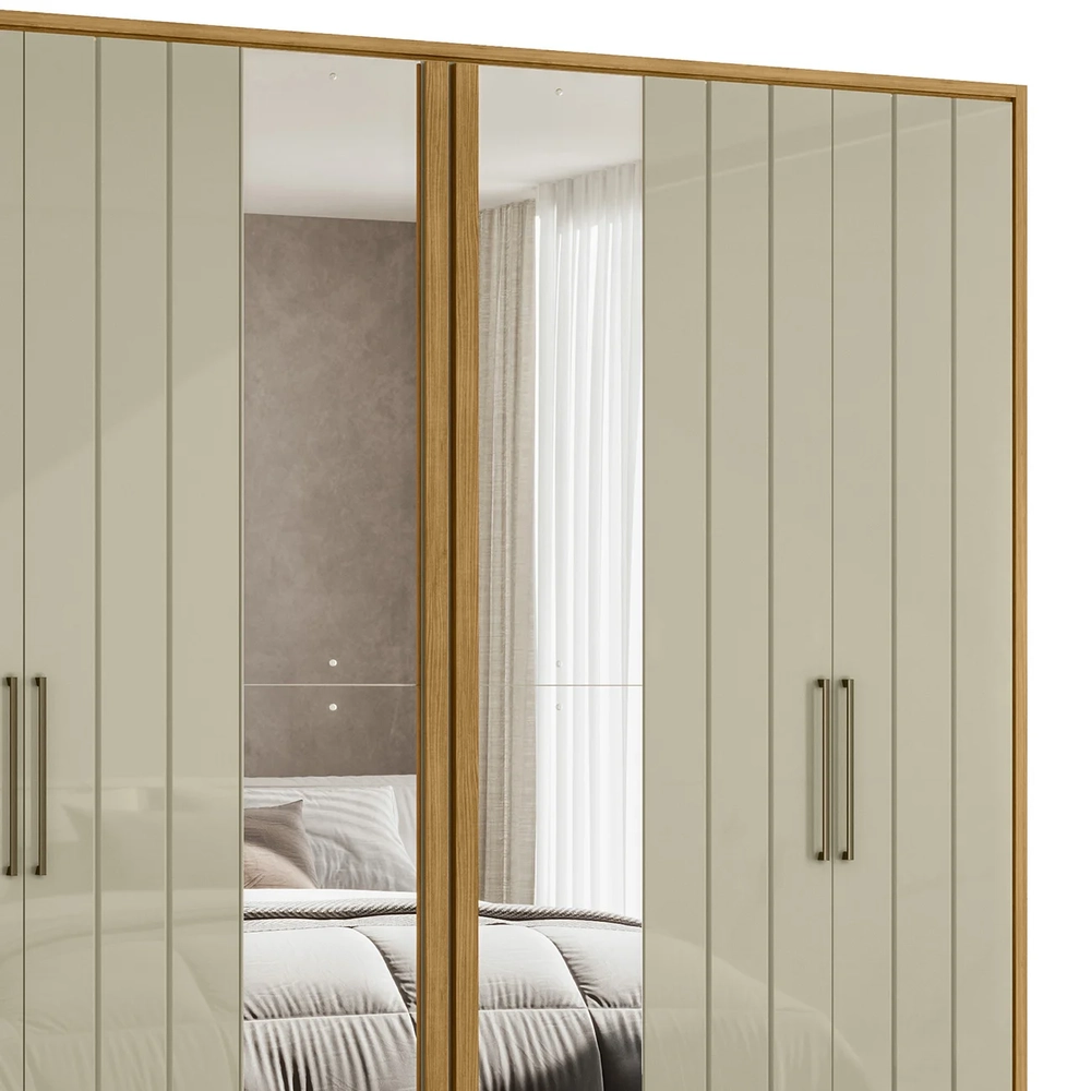 Guarda Roupa Casal 250cm Com Espelho Vibe Opala/Cumaru Z10  - Mpozenato