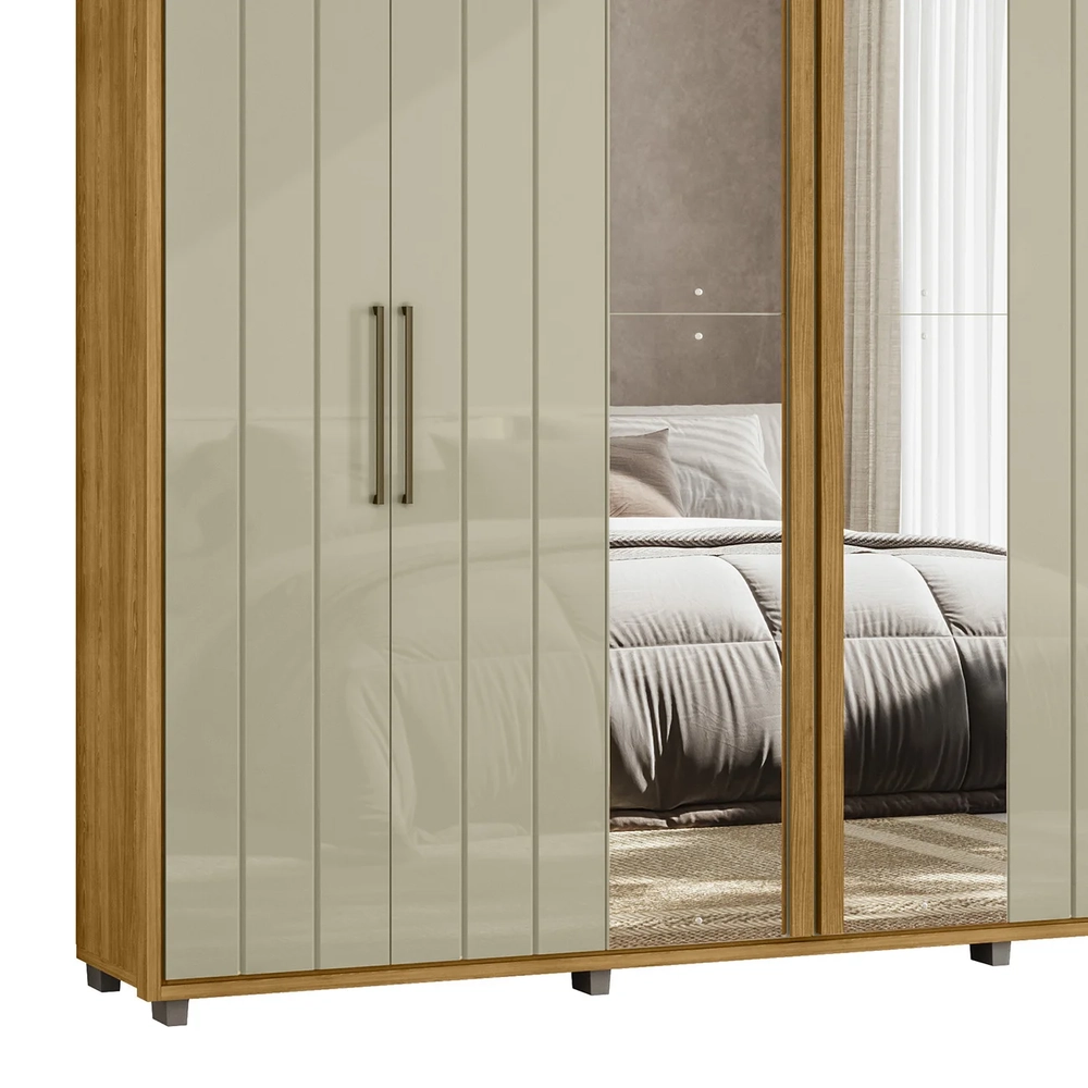 Guarda Roupa Casal 250cm Com Espelho Vibe Opala/Cumaru Z10  - Mpozenato