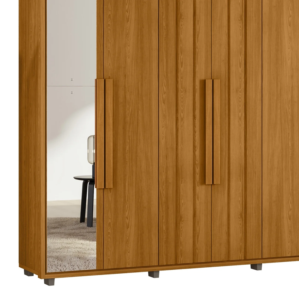 Guarda Roupa Casal 230cm Com Espelho Barok Cinamomo Z10     - Mpozenato