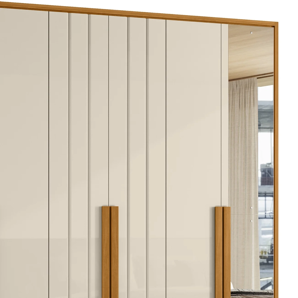 Guarda Roupa Casal 230cm Com Espelho Barok Off/Cinamomo Z10 - Mpozenato
