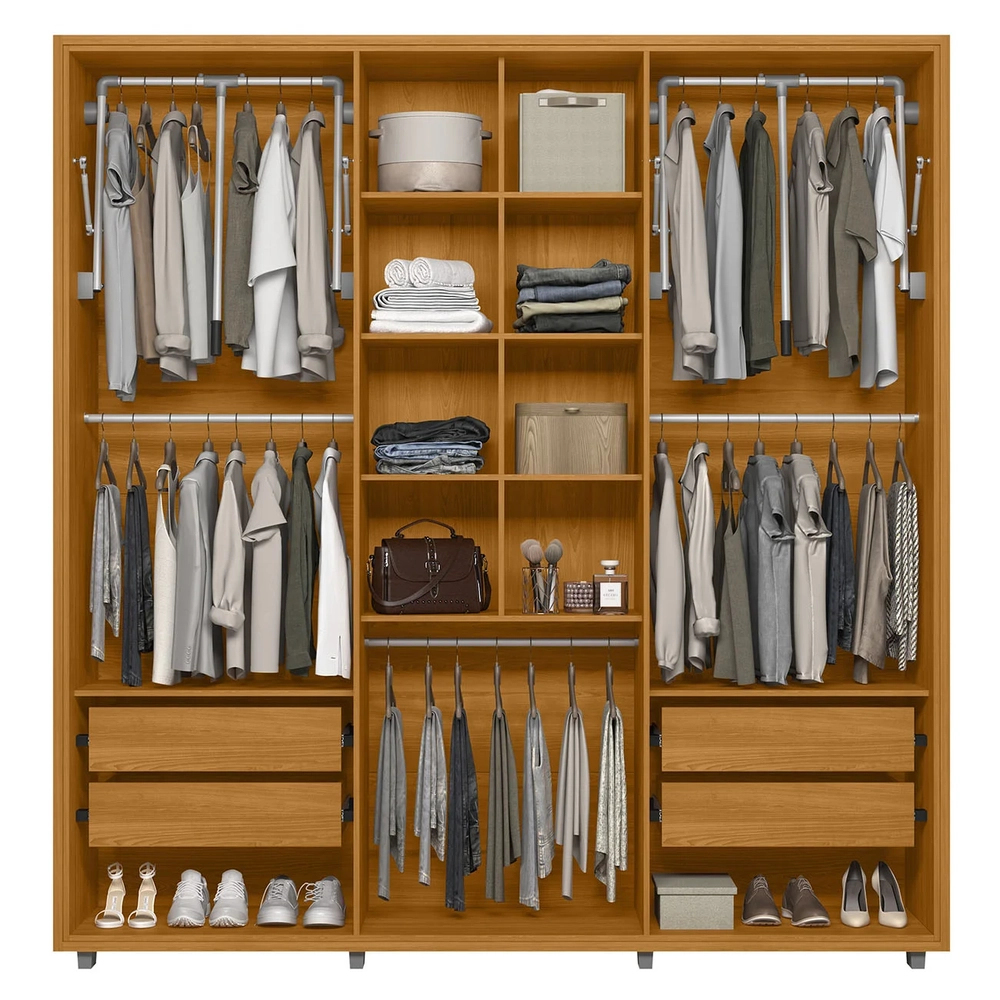 Guarda Roupa Casal 230cm Com Espelho Barok Off/Cinamomo Z10 - Mpozenato