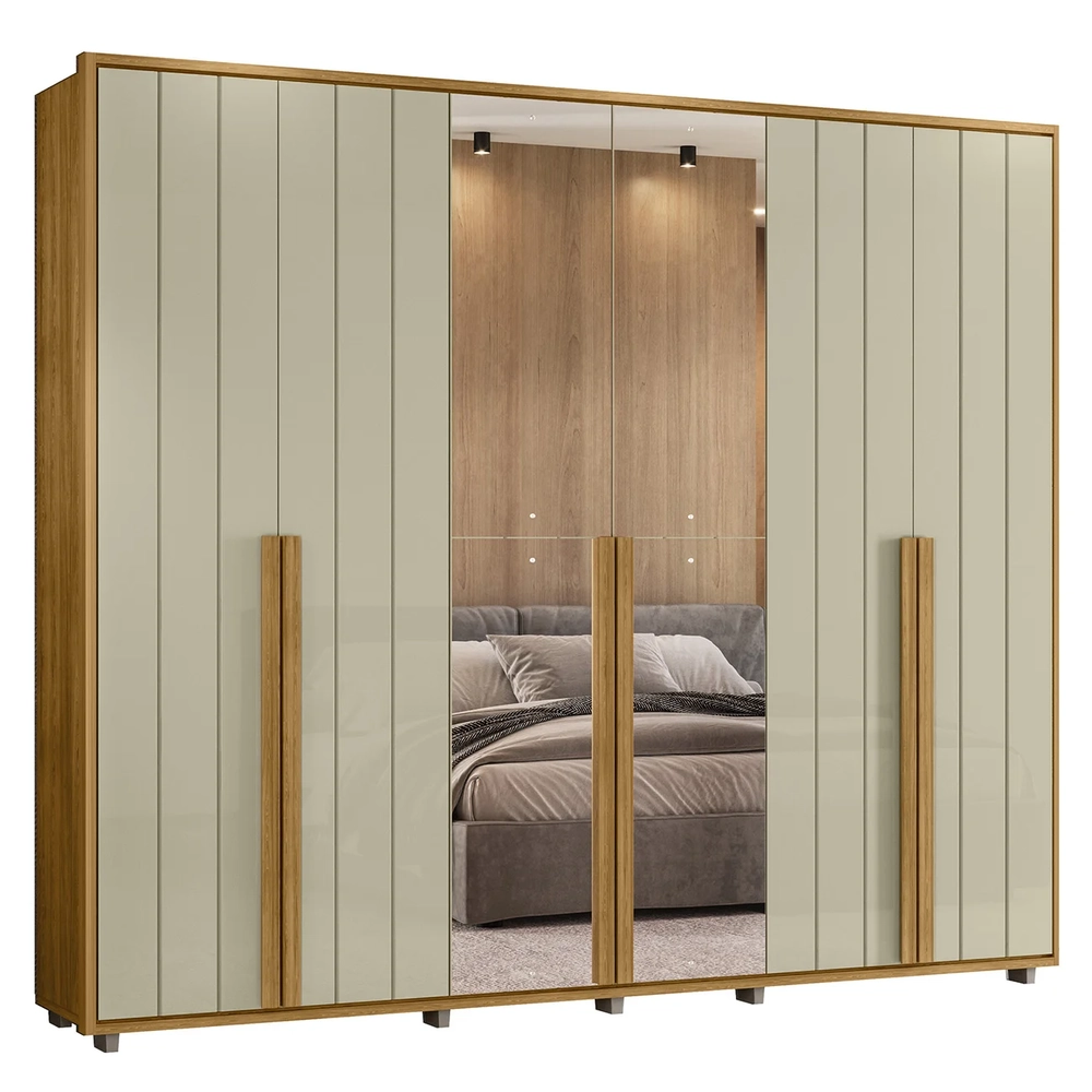 Guarda Roupa Casal 278cm 6 Portas 4 Espelhos Zac Opala/Cumaru Z10 - Mpozenato