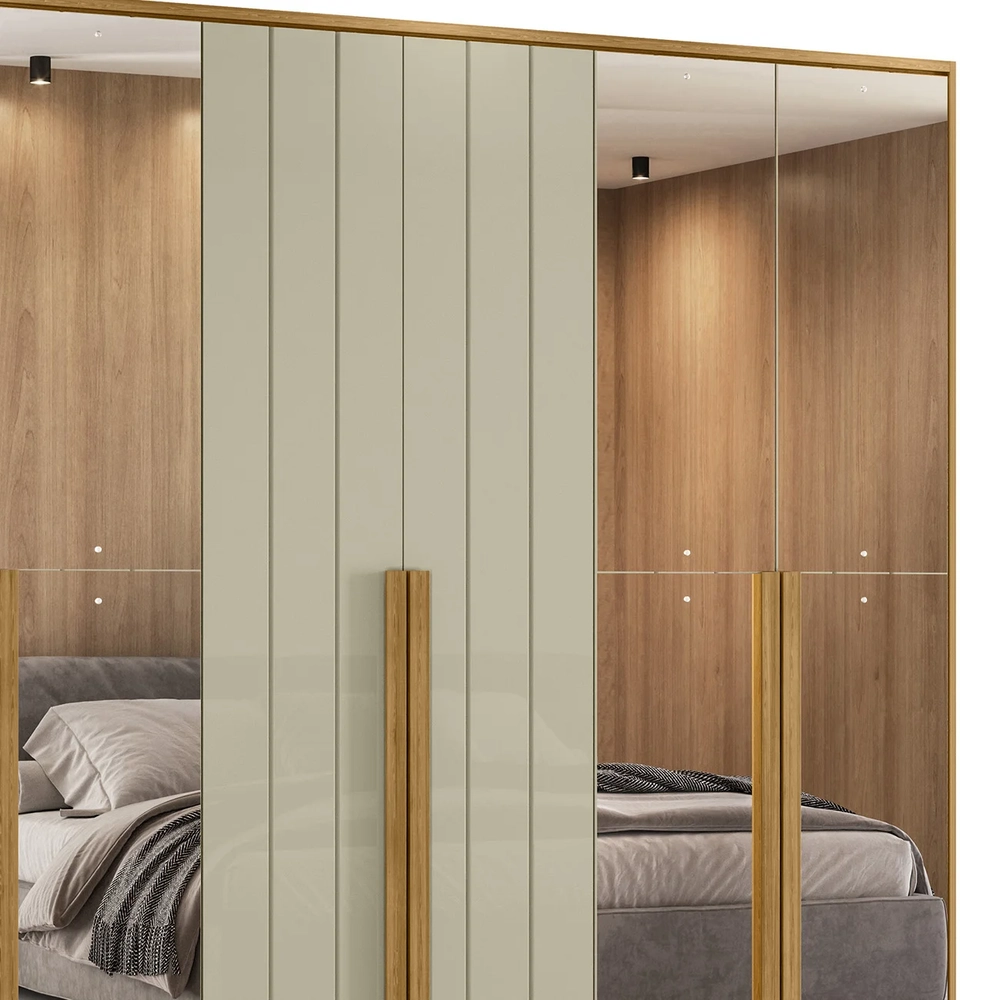 Guarda Roupa Casal 278cm 6 Portas 8 Espelhos Zac Opala/Cumaru Z10 - Mpozenato