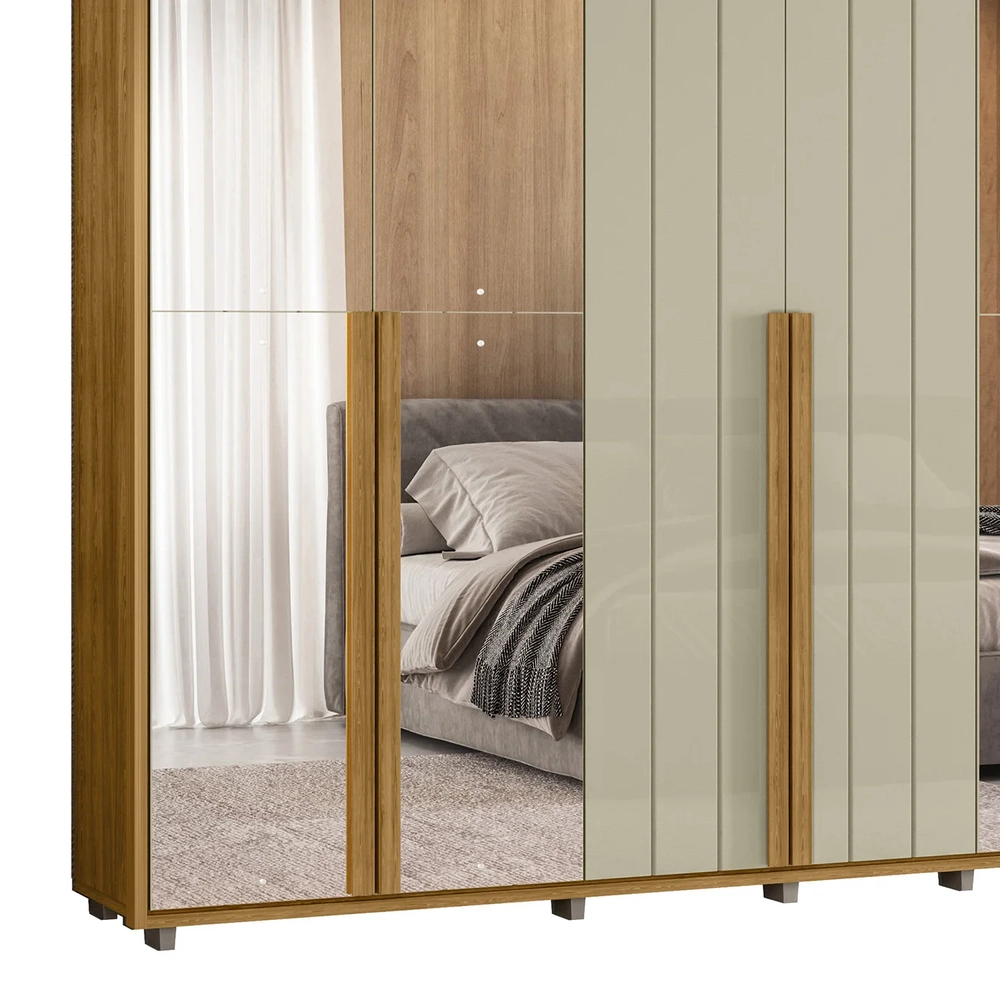 Guarda Roupa Casal 278cm 6 Portas 8 Espelhos Zac Opala/Cumaru Z10 - Mpozenato
