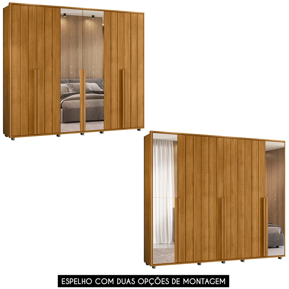 Guarda Roupa Casal 278cm 6 Portas 4 Espelhos Zac Cinamomo Z10 - Mpozenato