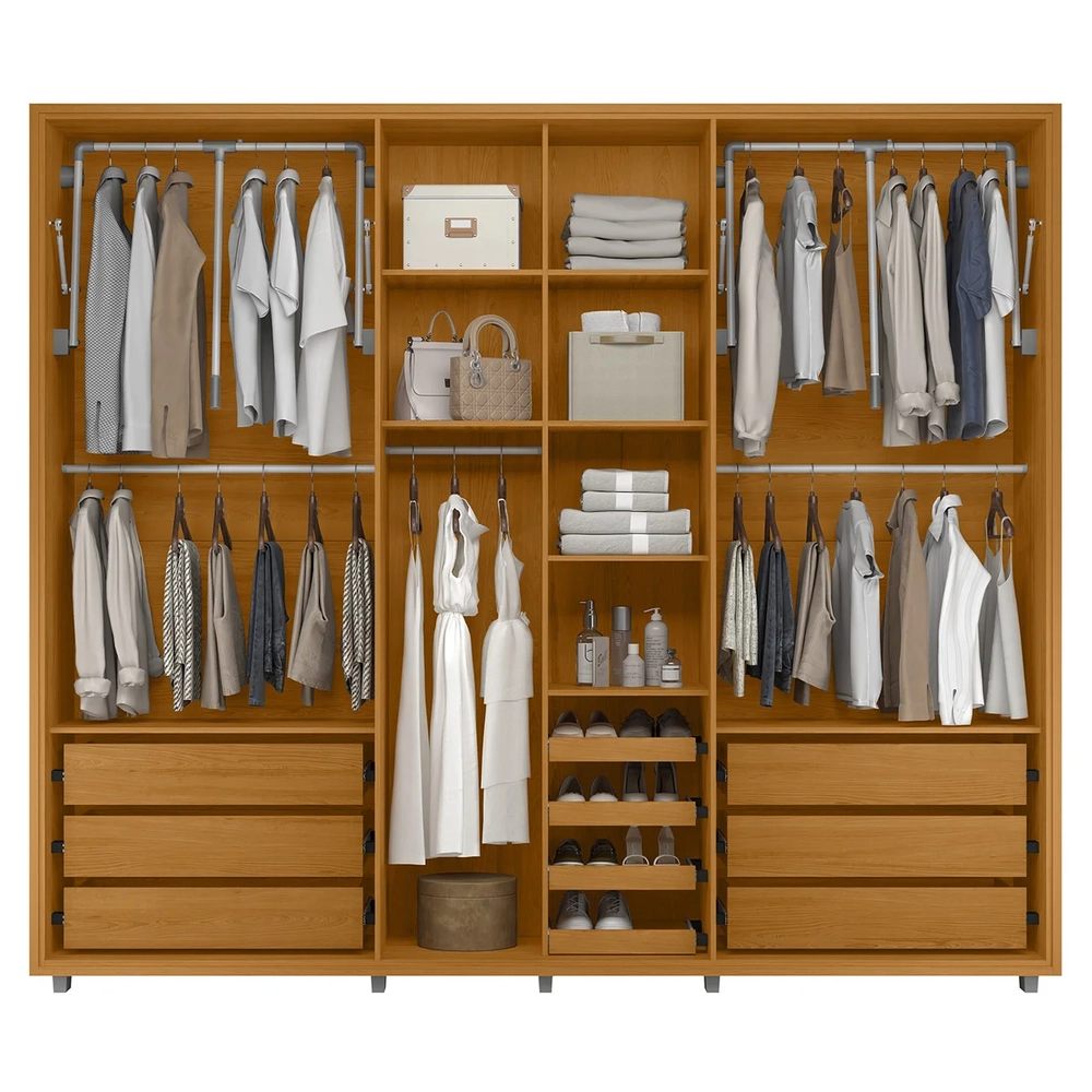 Guarda Roupa Casal 278cm 6 Portas 8 Espelhos Zac Cinamomo Z10 - Mpozenato