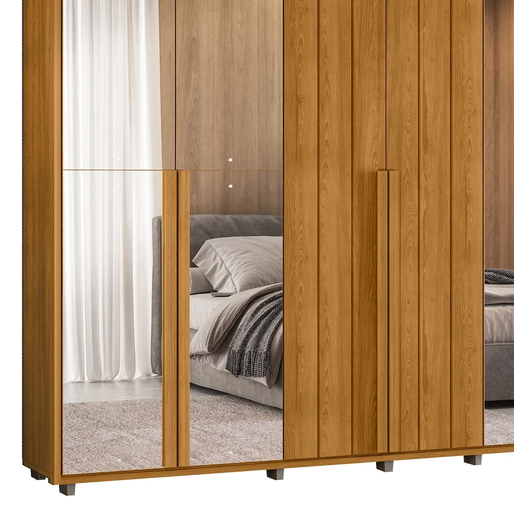 Guarda Roupa Casal 278cm 6 Portas 8 Espelhos Zac Cinamomo Z10 - Mpozenato