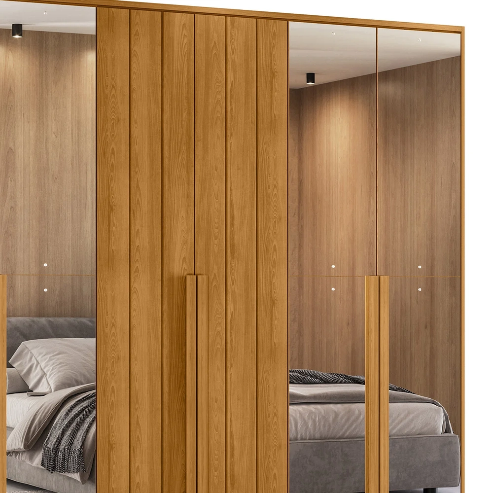 Guarda Roupa Casal 278cm 6 Portas 8 Espelhos Zac Cinamomo Z10 - Mpozenato