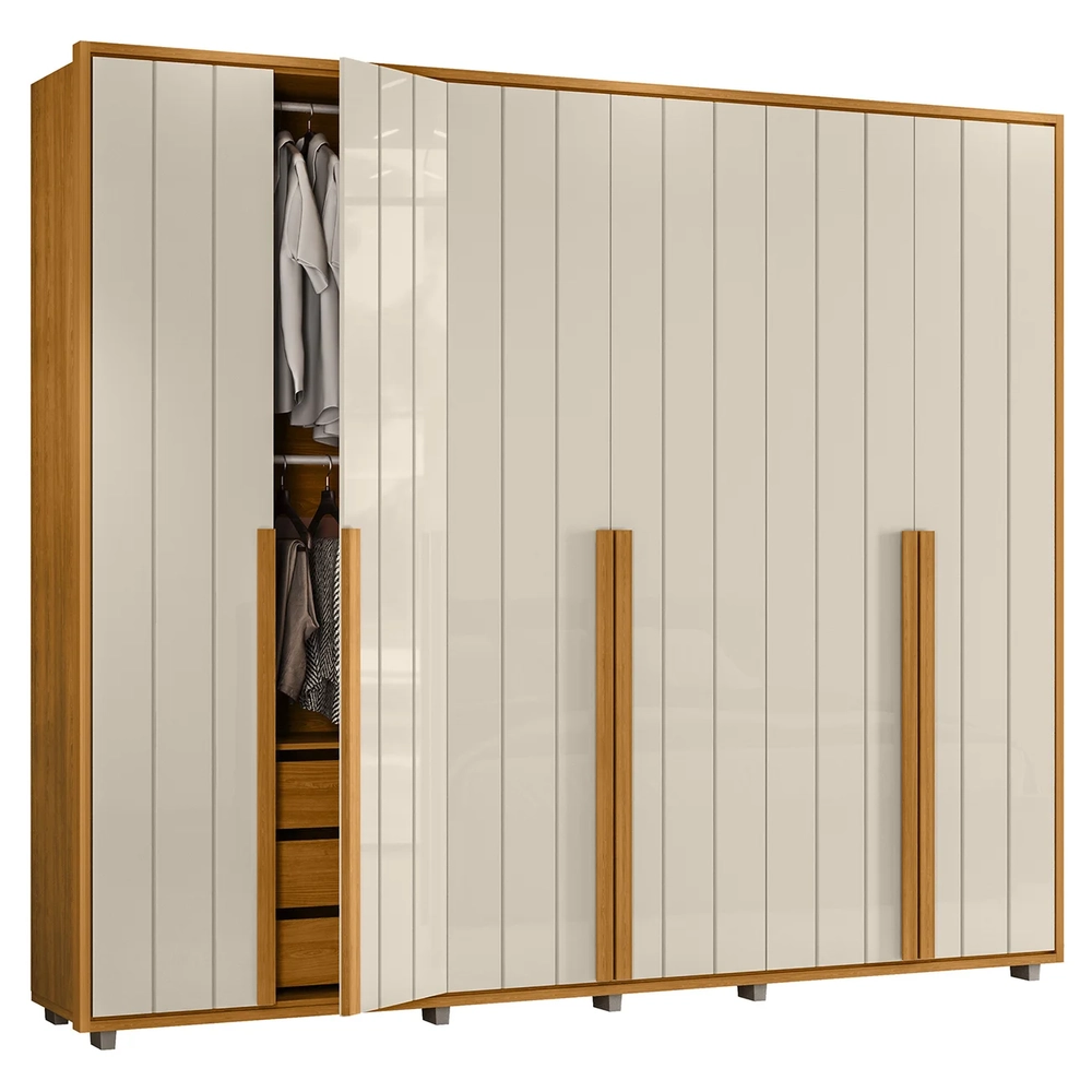 Guarda Roupa Casal 278cm Com 6 Portas Zac Off/Cinamomo Z10  - Mpozenato