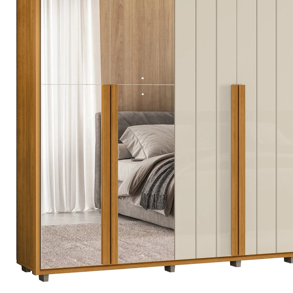 Guarda Roupa Casal 278cm 6 Portas 8 Espelhos Zac Off/Cinamomo Z10 - Mpozenato