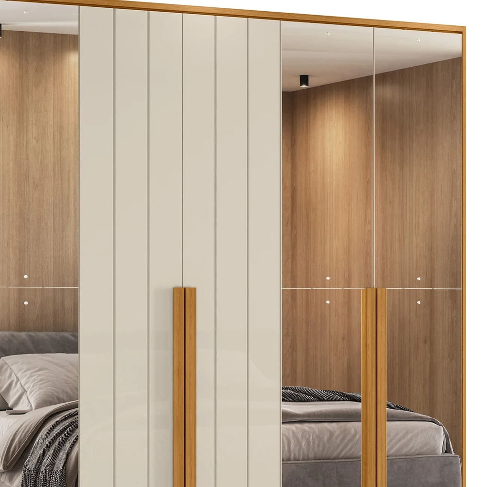 Guarda Roupa Casal 278cm 6 Portas 8 Espelhos Zac Off/Cinamomo Z10 - Mpozenato