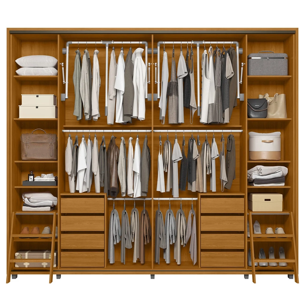 Guarda Roupa Casal 278cm 2 Portas 8 Espelhos Mya Off/Cinamomo Z10 - Mpozenato