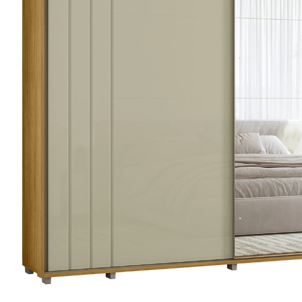 Guarda Roupa Casal 278cm 2 Portas 4 Espelhos Mya Opala/Cumaru Z10 - Mpozenato