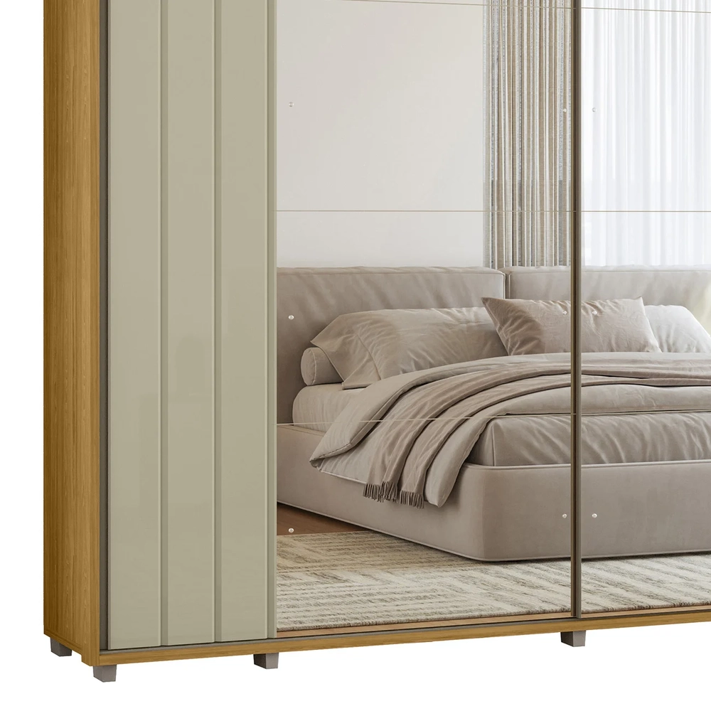 Guarda Roupa Casal 278cm 2 Portas 8 Espelhos Mya Opala/Cumaru Z10 - Mpozenato