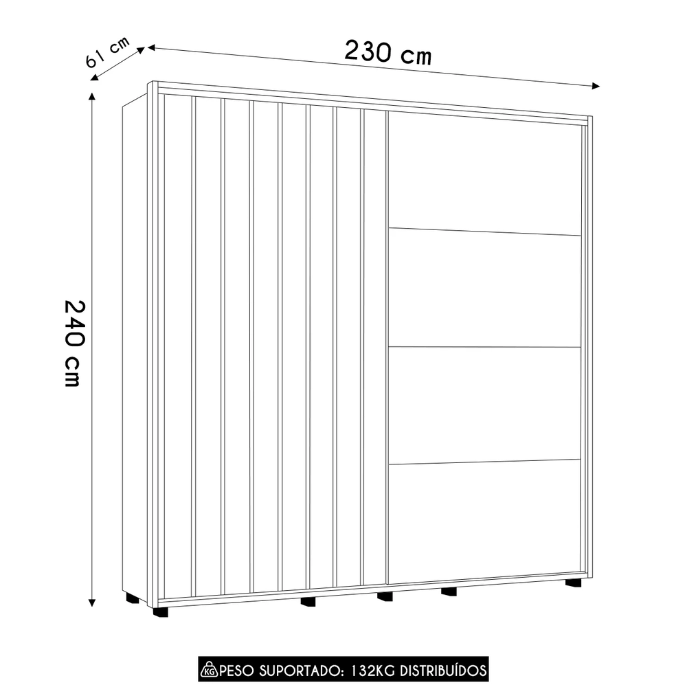 Guarda Roupa Casal 230cm Com 2 Portas Verbena Cinamomo Z10  - Mpozenato