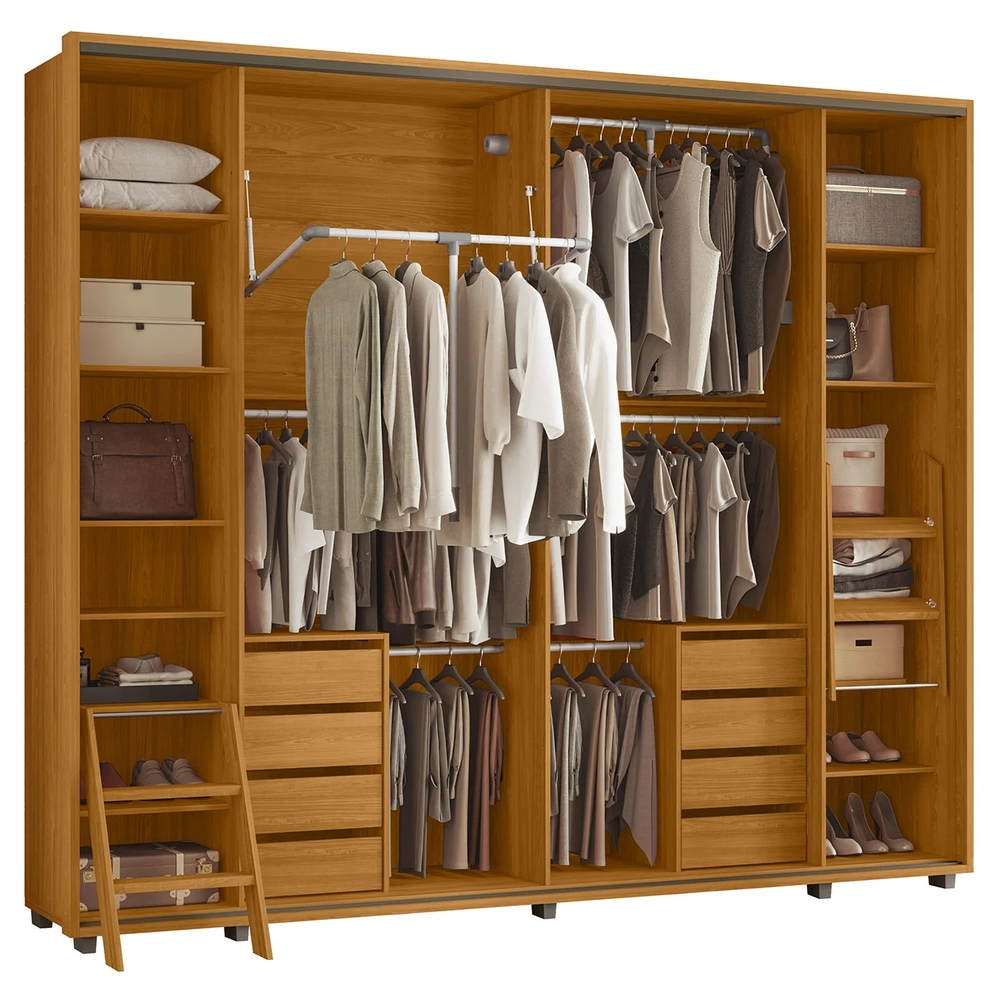 Guarda Roupa Casal 278cm 2 Portas 8 Espelhos Mya Cinamomo Z10 - Mpozenato