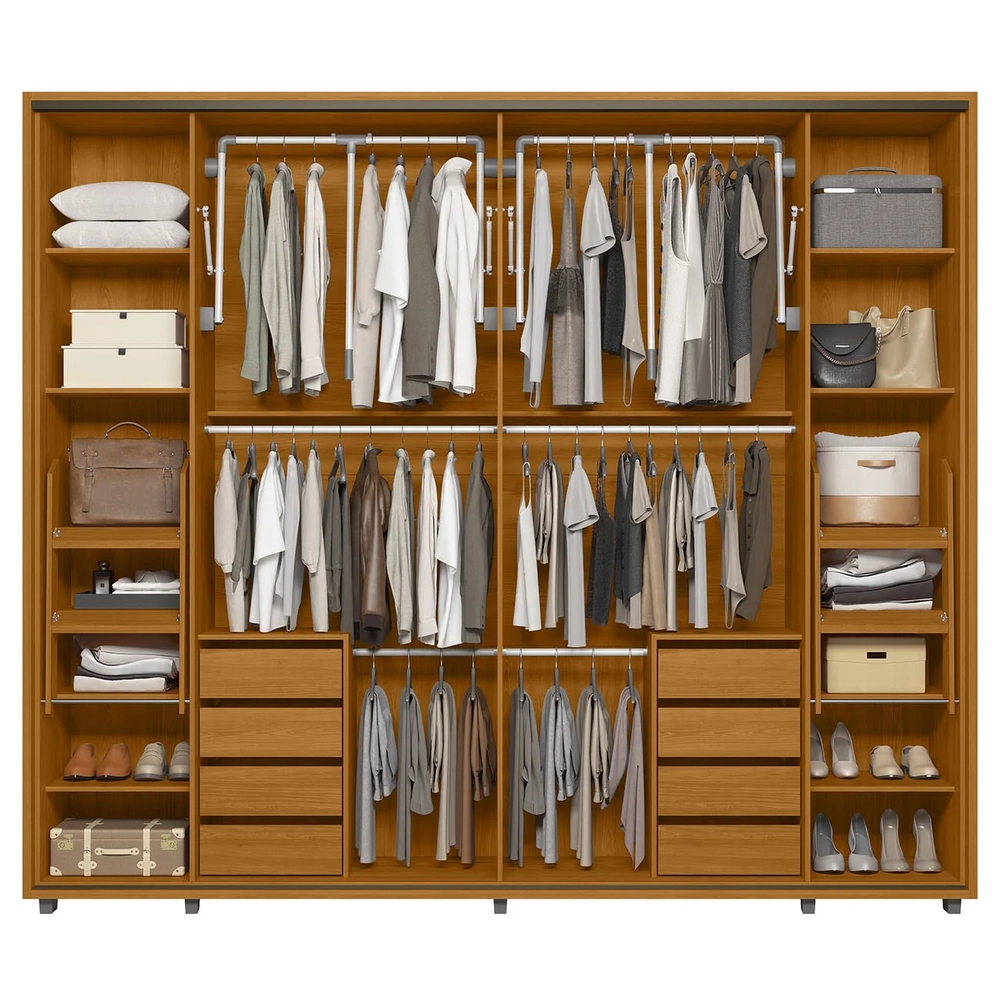 Guarda Roupa Casal 278cm 2 Portas 8 Espelhos Mya Cinamomo Z10 - Mpozenato