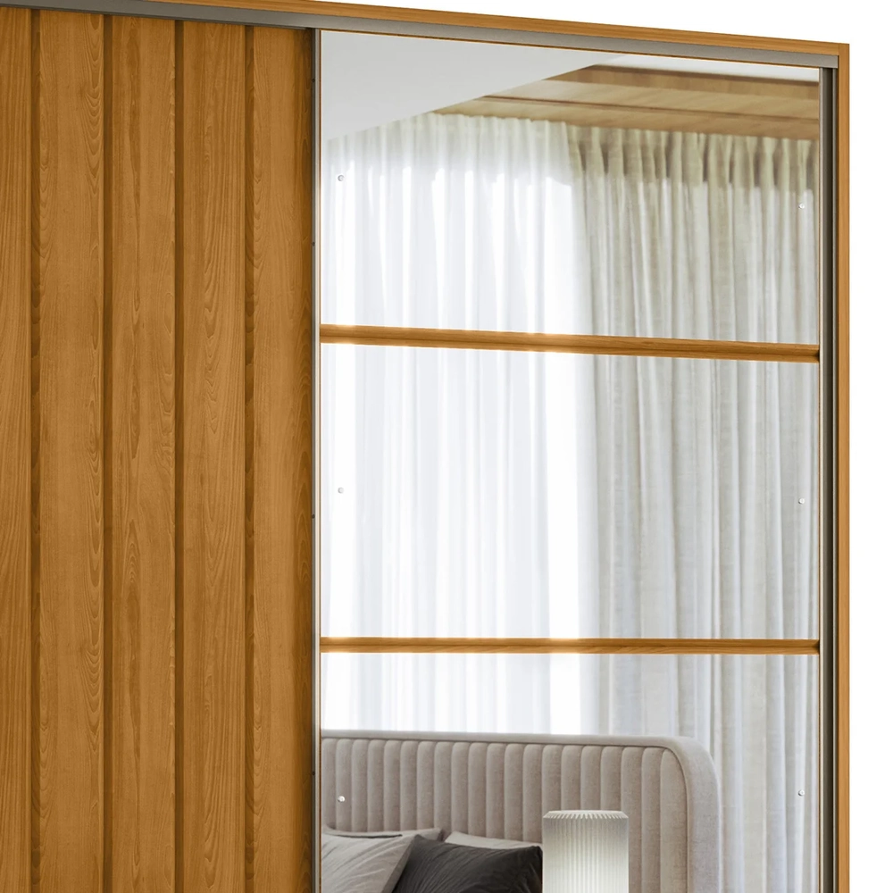 Guarda Roupa Casal 230cm Com Espelho Verbena Cinamomo Z10   - Mpozenato