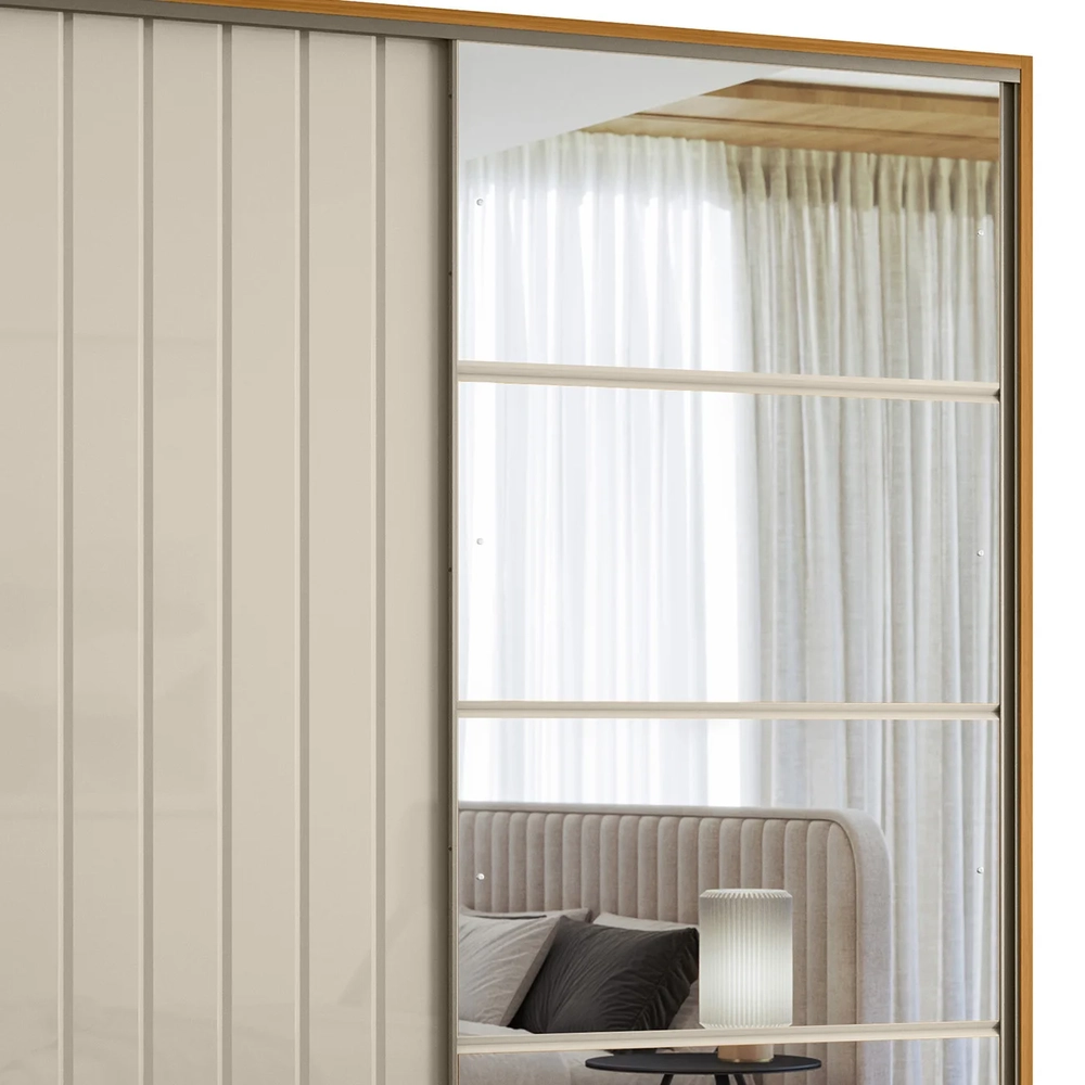 Guarda Roupa Casal 230cm Com Espelho Verbena Off/Cinamomo Z10 - Mpozenato
