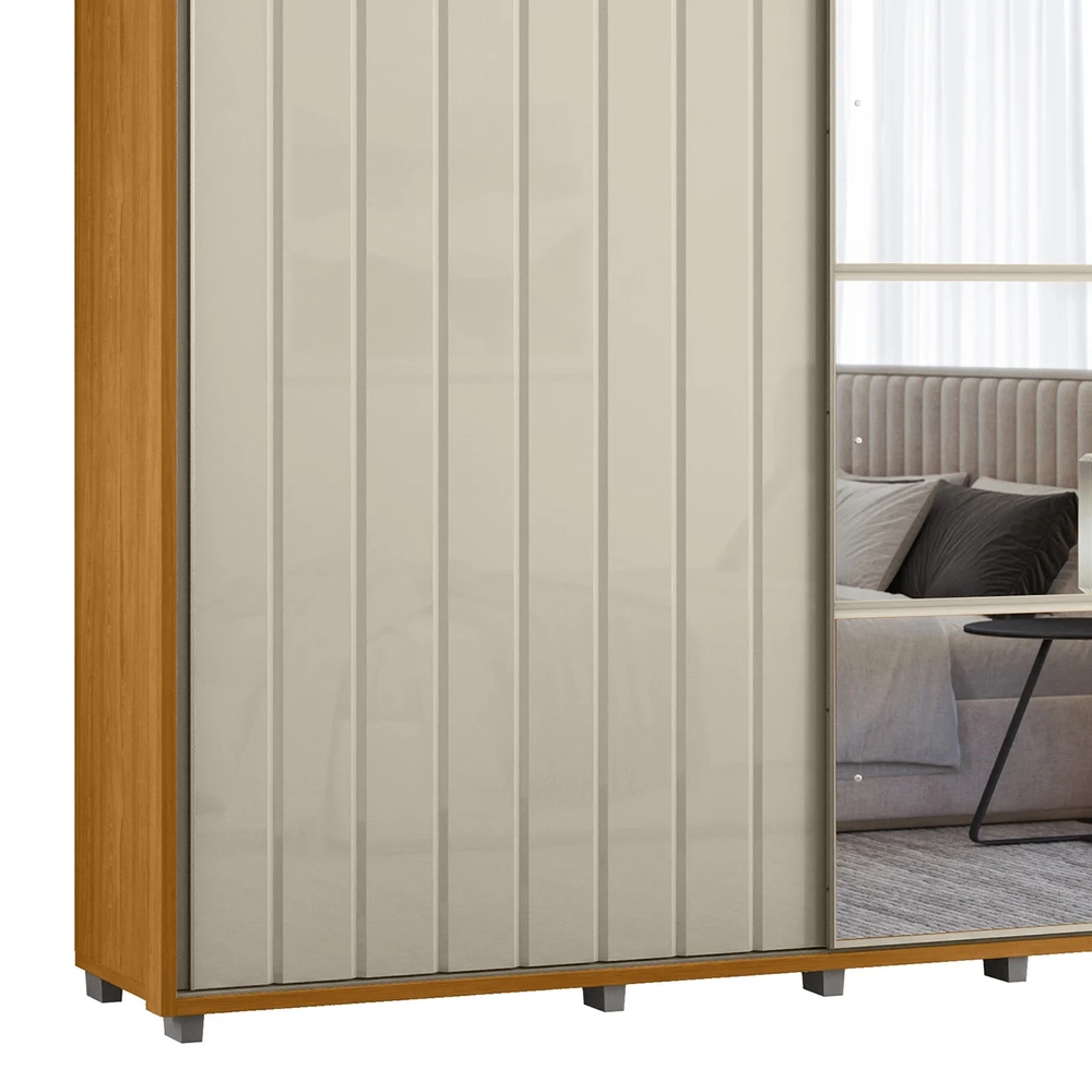 Guarda Roupa Casal 230cm Com Espelho Verbena Off/Cinamomo Z10 - Mpozenato
