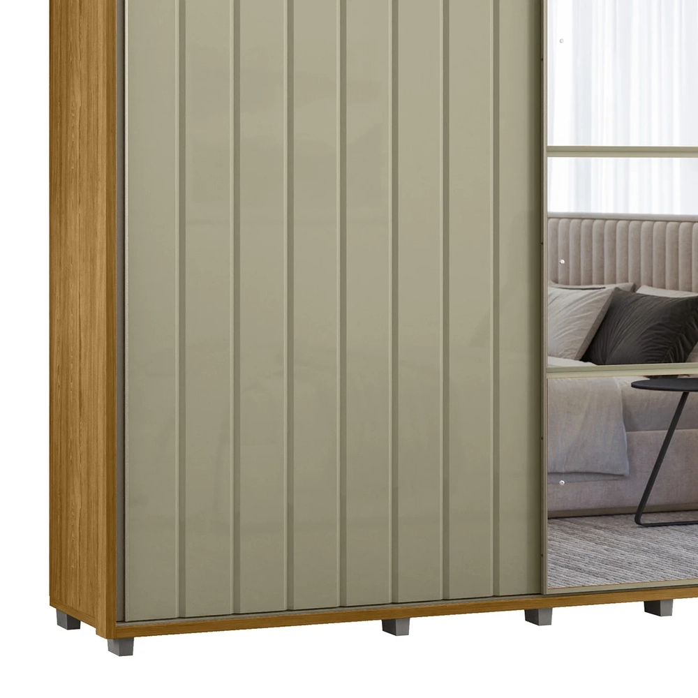 Guarda Roupa Casal 230cm Com Espelho Verbena Opala/Cumaru Z10 - Mpozenato