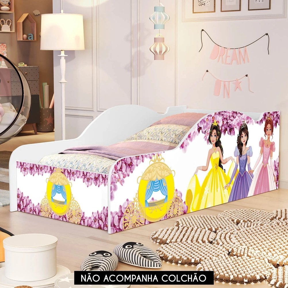 Cama Solteiro Infantil 188x88cm Personagens Princesa Rosa Z53 - Mpozenato