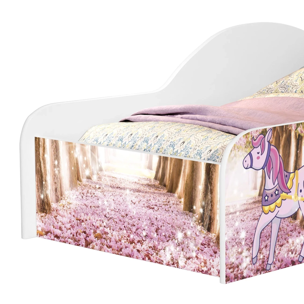 Cama Solteiro Infantil 188x88cm Personagens Carruagem Rosa Z53 - Mpozenato