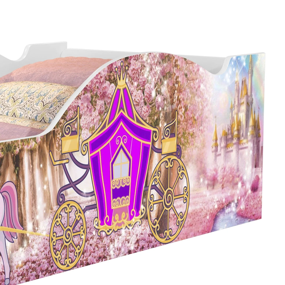 Cama Solteiro Infantil 188x88cm Personagens Carruagem Rosa Z53 - Mpozenato