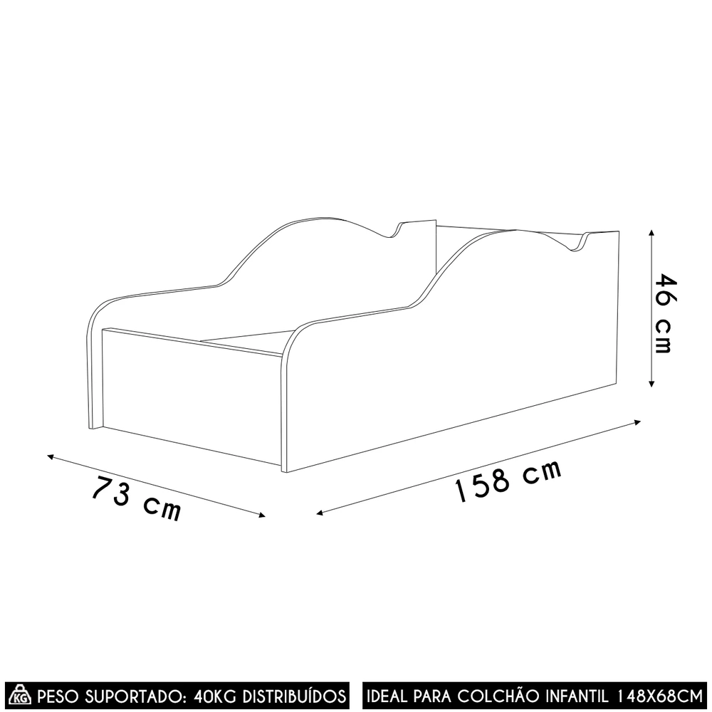 Mini Cama Infantil 148x68cm Personagens Carro Vermelho Z53  - Mpozenato