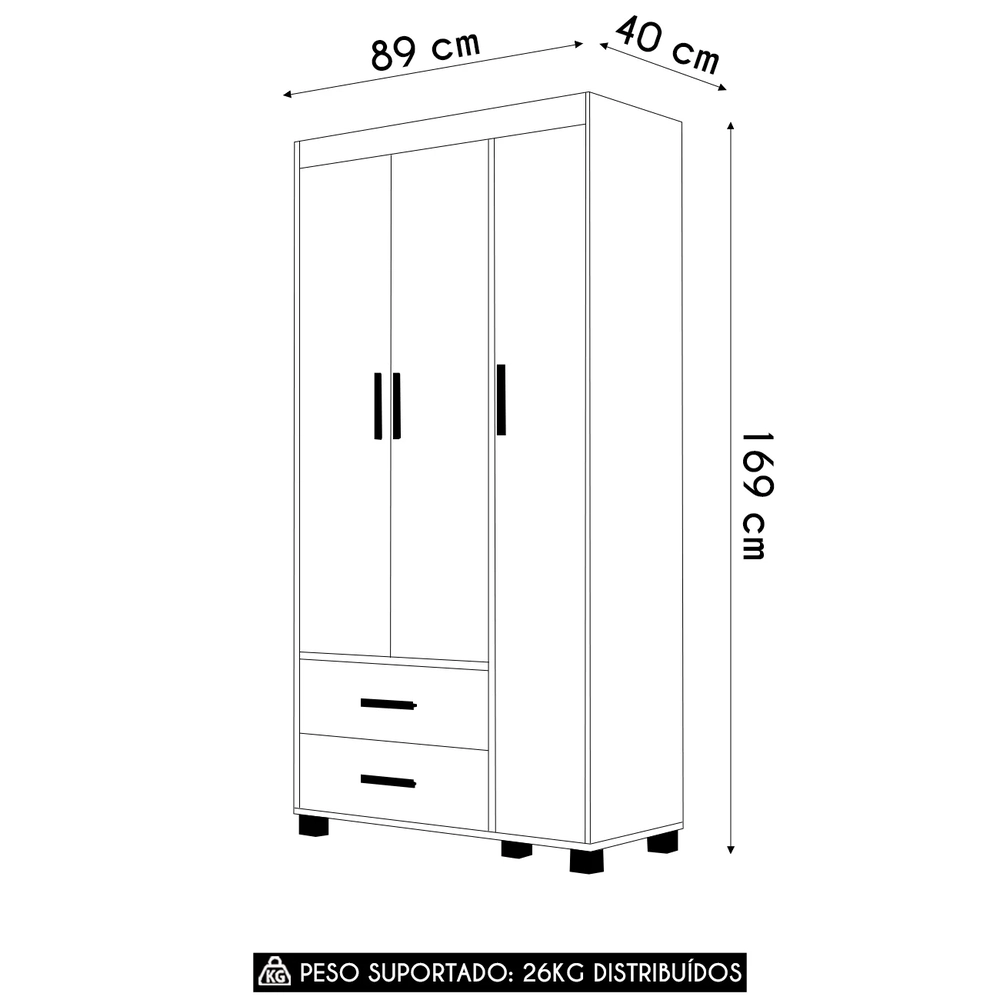 Guarda Roupa Infantil 89cm Com 3 Portas Carro Azul Z53      - Mpozenato