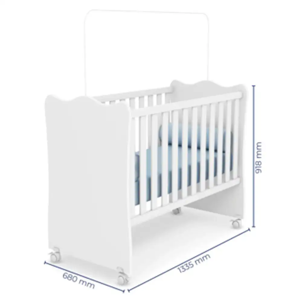 Berço Simples 130x60 Cômoda e Guarda Roupa Doce Sonho Branco - Qmovi
