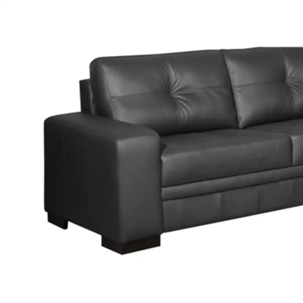 Sofá 03 Lugares 2,10 m Couro Milano Preto - Scala Decor