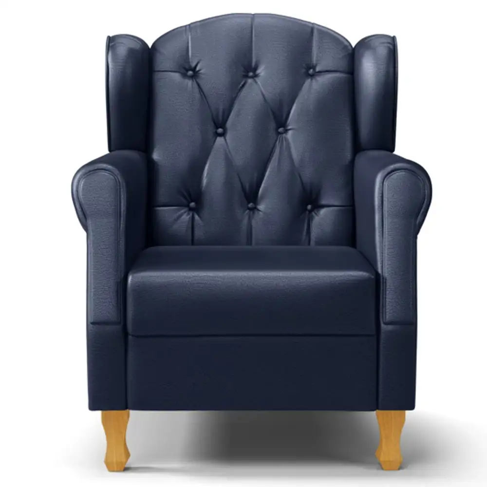 Poltrona de Amamentação com Pés de Madeira Lucy Z39 Sintético Azul Marinho - Mpozenato