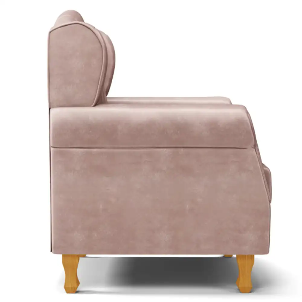 Poltrona de Amamentação com Pés de Madeira Lucy Z39 Veludo Rosê - Mpozenato