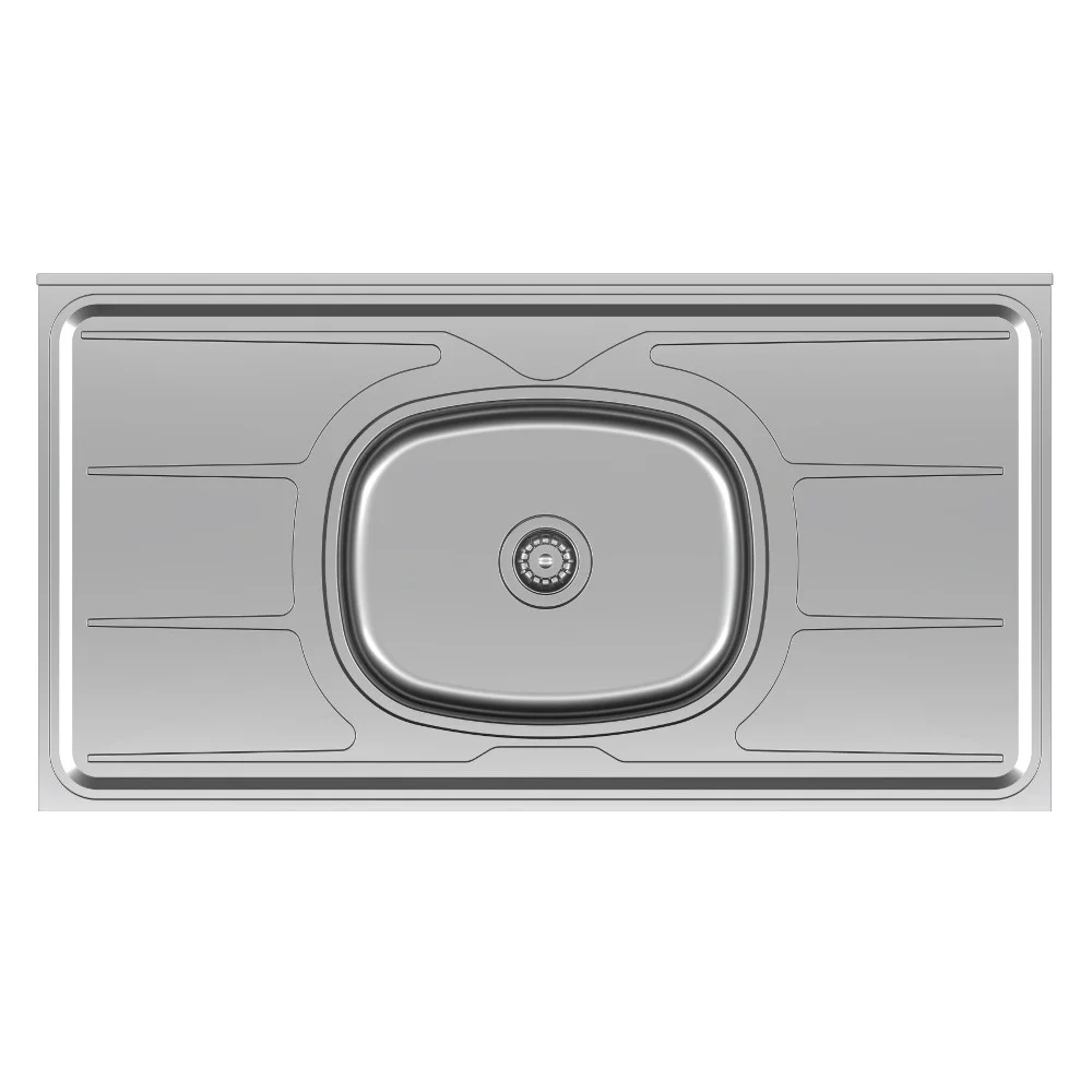 Pia de Cozinha Com Cuba e Válvula Bali 100cm Aço Inox - Ghel Plus