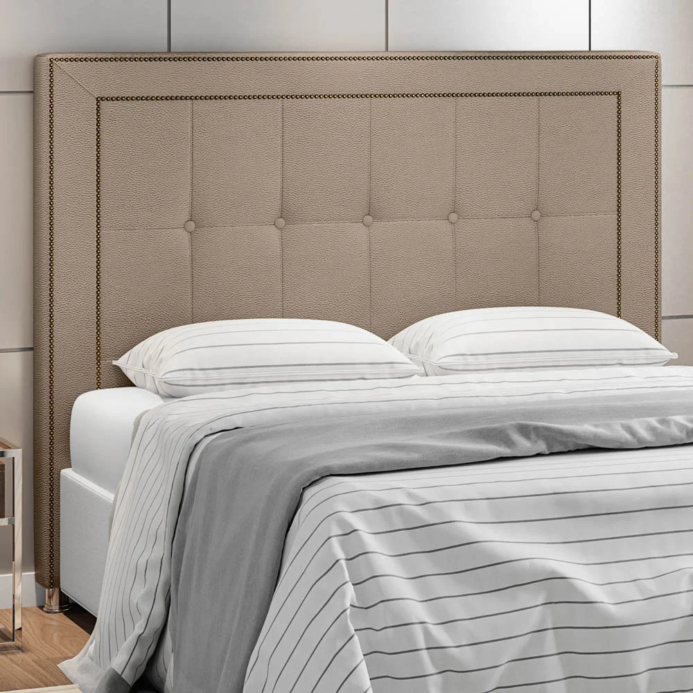 Cabeceira Cama Bom Casal  King 195cm Mali Z37 Linho Bege - Mpozenato