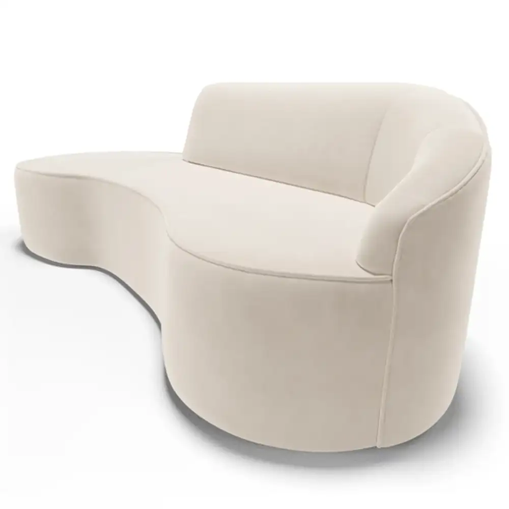 Sofá Living  4 Lugares 300cm Braço Direito Mozart D06 Veludo Bege - Mpozenato