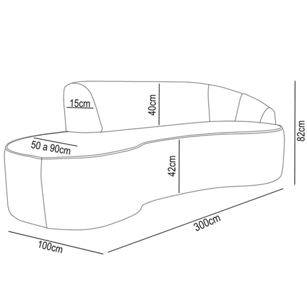 Sofá Living  4 Lugares 300cm Braço Direito Mozart D06 Sintético Marrom - Mpozenato