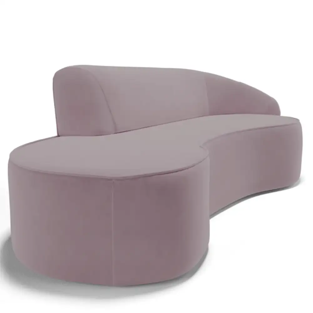 Sofá Living  4 Lugares 300cm Braço Direito Mozart D06 Veludo Rosê - Mpozenato